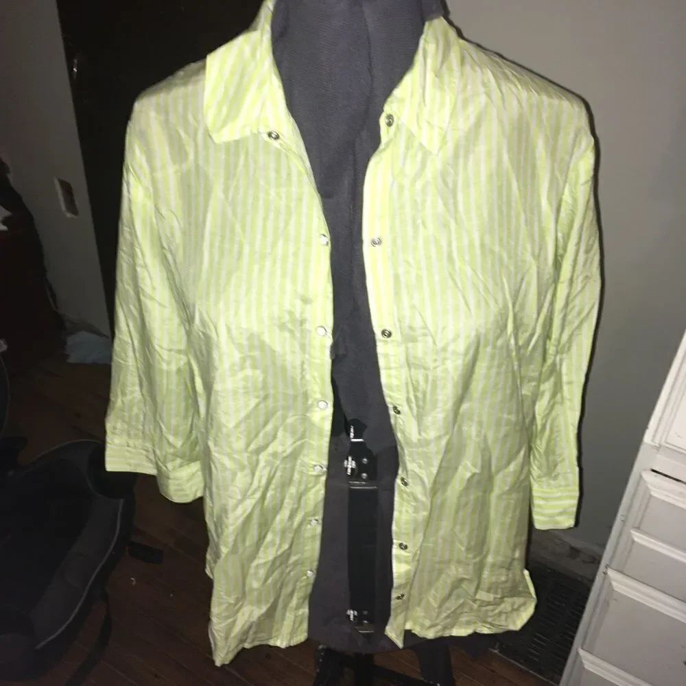 Chico’s 2 semi sheer button down blouse